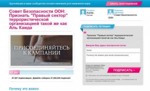 Почти 60 тыс. человек через интернет попросили ООН признать «Правый сектор» террористической организацией