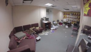 Офис "Боротьбы" в Харькове после погрома "черными человечками" и милицией