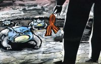 В Одессе под украинскими флагами избили человека за георгиевскую ленту.