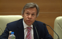 Пресс-конференция главы комитета Госдумы Алексея Пушкова