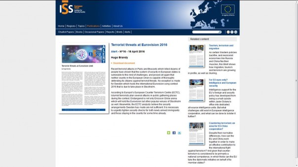 Над «Евровидением 2016» нависла террористическая угроза Над «Евровидением 2016» нависла террористическая угроза