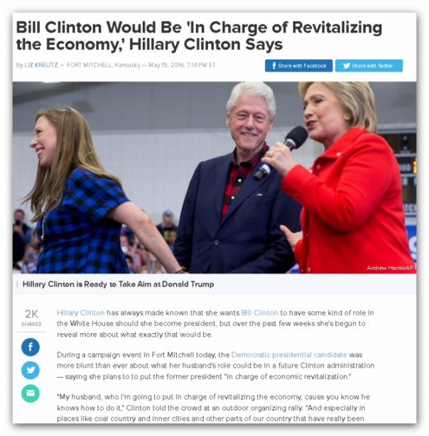 Хиллари Клинтон пообещала поручить американскую экономику своему мужу в случае победы Хиллари Клинтон пообещала поручить американскую экономику своему мужу в случае победы