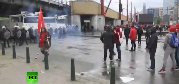 Столкновения с полицией в Бельгии — прямая трансляция