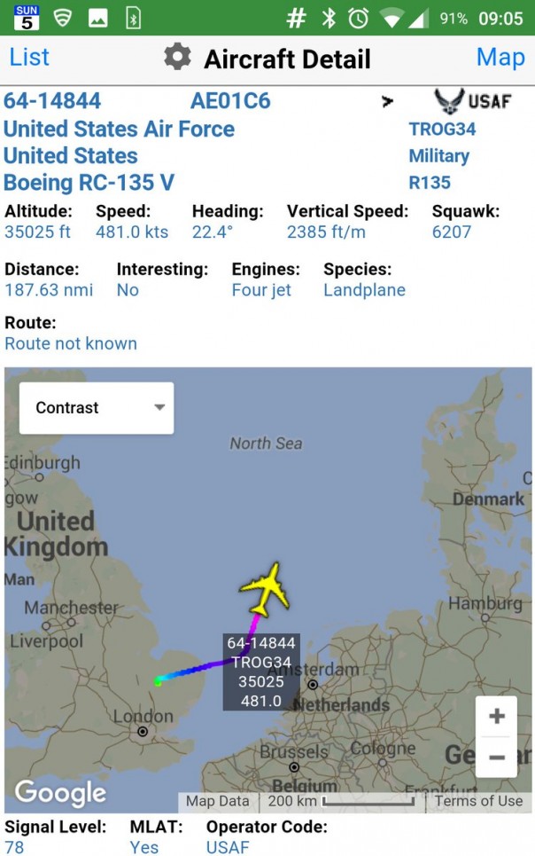 Американский самолет-разведчик приблизился к границам России на Балтике Американский самолет-разведчик приблизился к границам России на Балтике