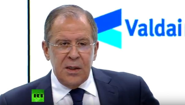 Сергей Лавров выступает на сессии клуба «Валдай», посвященной отношениям РФ и ЕС
