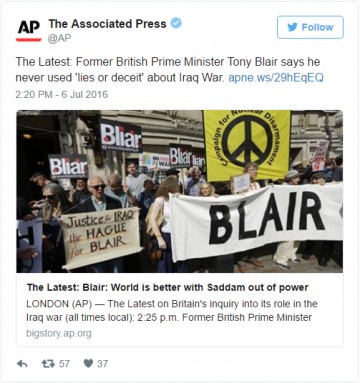 Тони Блэр взял всю ответственность за войну в Ираке на себя