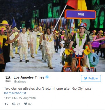 Гвинейские спортсмены не вернулись домой после Олимпиады