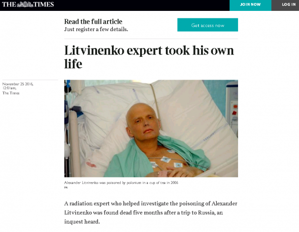 Эксперт по делу Литвиненко закололся ножами