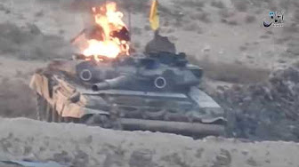 Горящий танк Т-90 в Сирии — ИГИЛ публикует кадры из провинции Алеппо