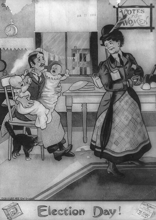 Ретрооткрытки, показывающие страх общества перед расширением прав женщин Ретрооткрытки, показывающие страх общества перед расширением прав женщин