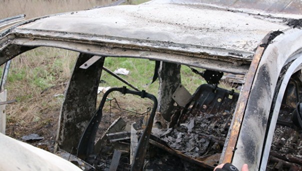 Опубликовано видео с места подрыва автомобиля ОБСЕ в Донбассе