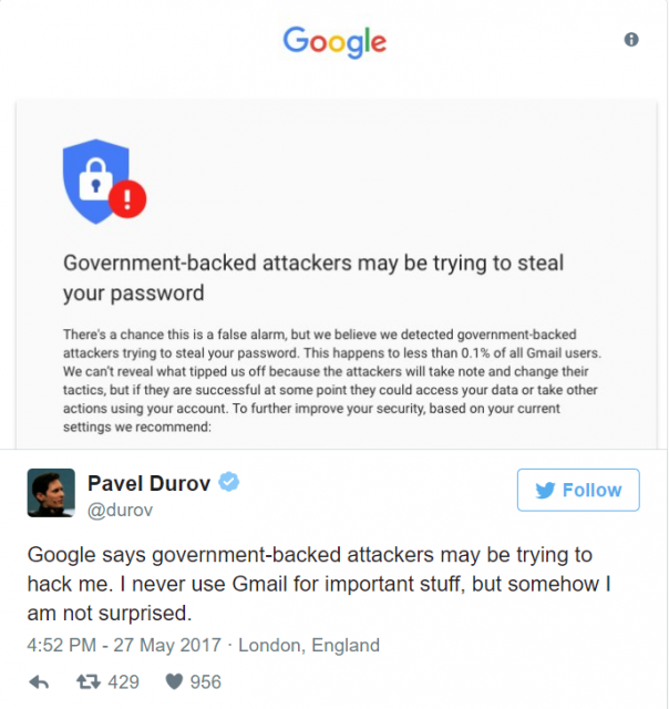 Дурова взломали! По версии Google — правительство Дурова взломали! По версии Google — правительство