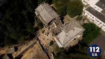 В Голосеевском районе города Киева произошел взрыв. Видео с квадрокоптера последствий взрыва