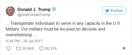 Привет Обаме: Трамп запретил трансгендерам служить в армии