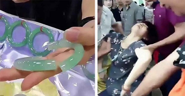 Туристка cлучайно cломала нефритовый браслет, примеряя его. Когда ей показали цену – она потеряла сознание!