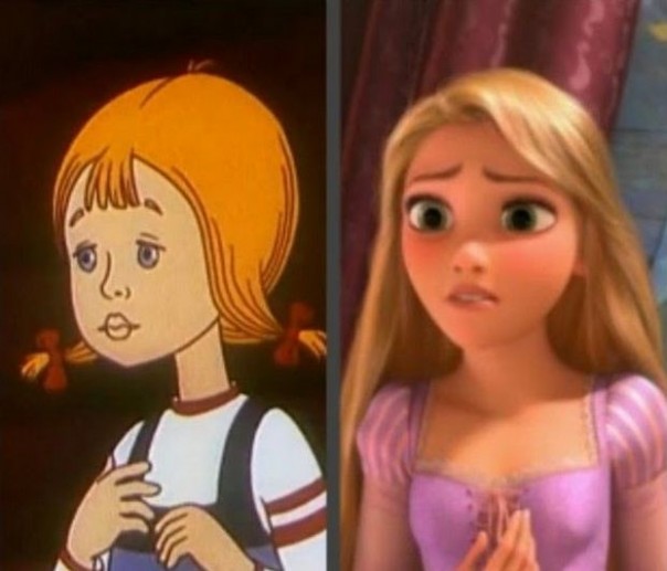 Сравнение фрагментов мультфильмов «Рапунцель» и «Терёхина таратайка»