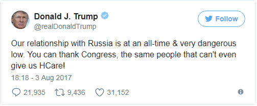 Трамп обвинил конгресс в ухудшении отношений с Россией