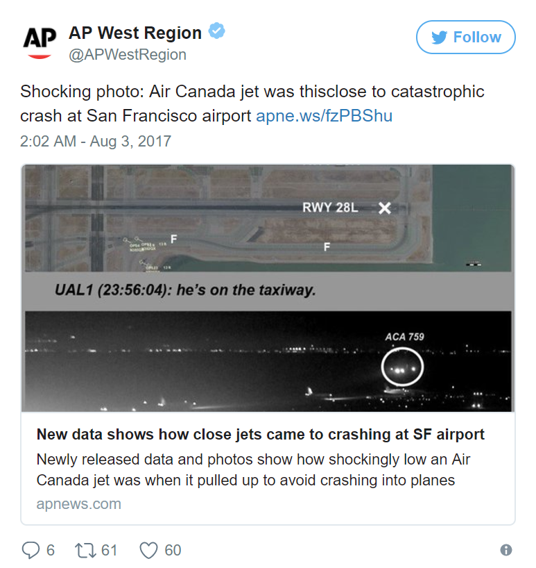 В Сети появились кадры, как канадский самолёт избежал «катастрофы века»