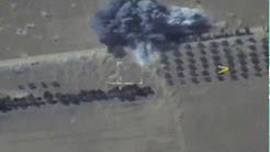 Шесть авиаударов ВКС РФ за 40 секунд: впечатляющие кадры ликвидации складов и грузовиков ИГИЛ* в Сирии