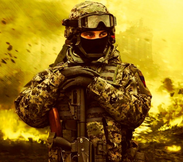 Русский солдат держится даже тогда, когда смерть в бою неизбежна