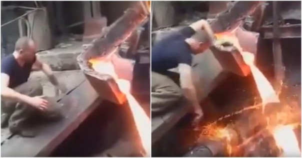 Эффектный трюк от сурового сталевара