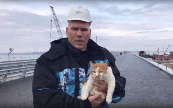 Валуев с котом Мостиком проконтролировали строительство Крымского моста