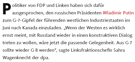 «Здравомыслящие страны не хотят противостояния с Россией»: почему в Германии призывают вернуть G8