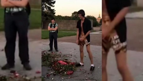 Пьяный петербуржец предал Вечному огню венки на Марсовом поле