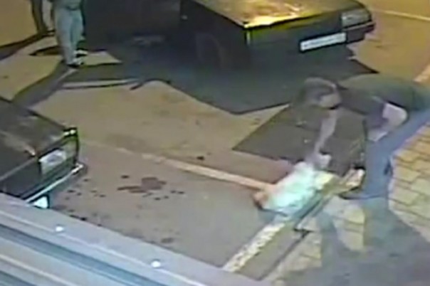 Пьяный  неадекват жестоко избил пса у магазина, ждущего хозяина, и получил ответку