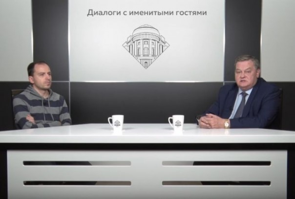 К.В.Сёмин и Е.Ю.Спицын в студии МПГУ. "Первые шаги в профессии"