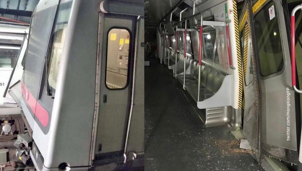 В метро Гонконга столкнулись два поезда