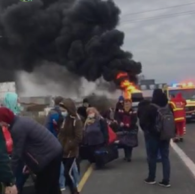 В Венгрии загорелся автобус с украинскими гастарбайтерами