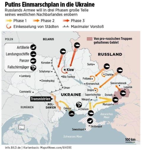Бывшего депутата Рады рассмешила карта «российского вторжения» на Украину | Что не так с немецкой картой «вторжения России»? Шесть главных «ляпов»