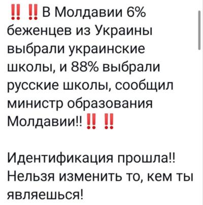 Только 6% украинских беженцев выбрали в Молдове для своих детей украинскую школу, 88% — русскую