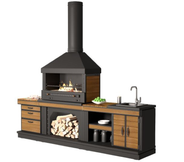 Печь барбекю из металла для дачи Blackburn BBQ 900