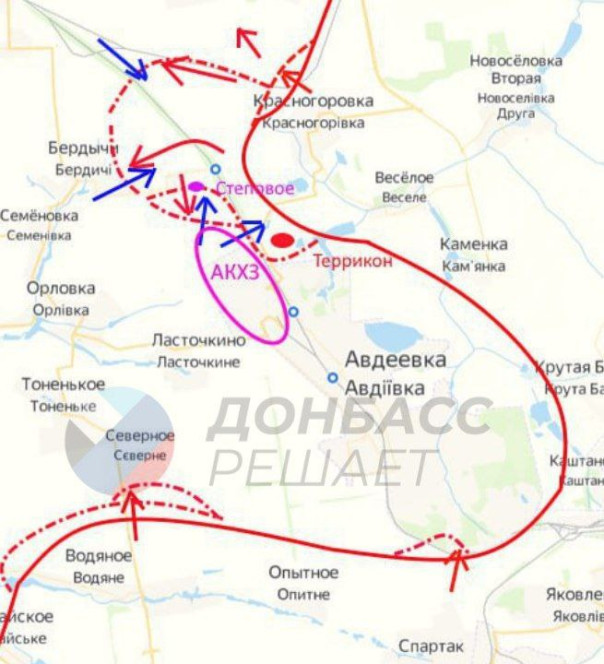 Российская армия приближается к Авдеевскому коксохимическому заводу