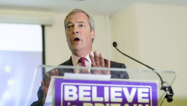 Выступление Найджела Фараджа сорвалось из-за плаката с Путиным