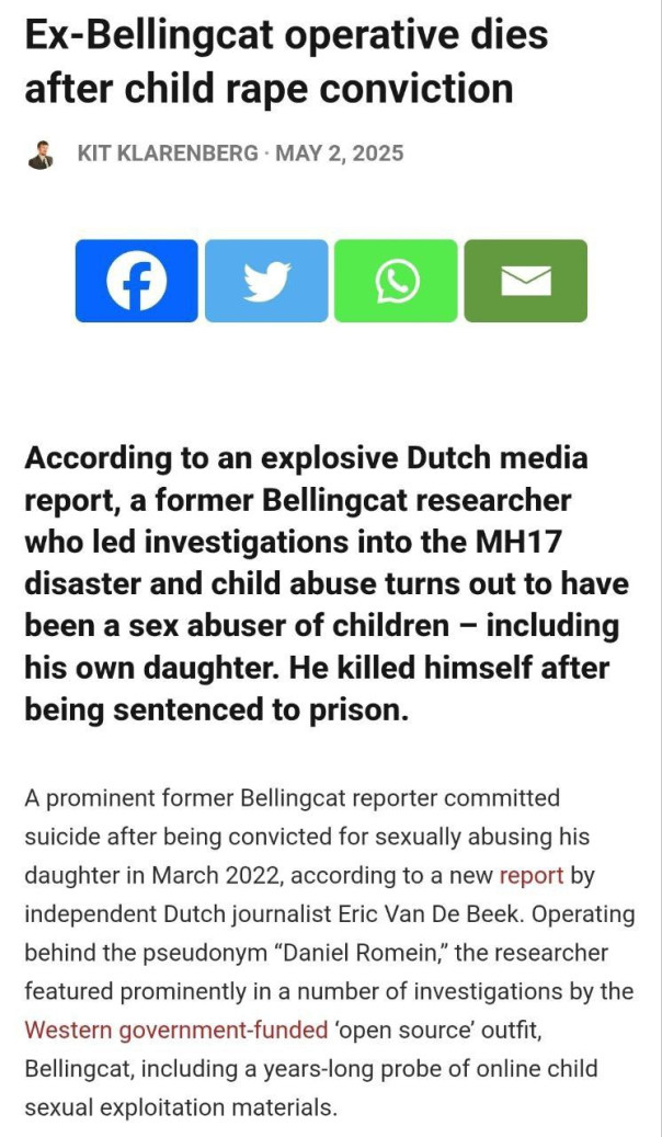 Новость в одну строку: Основной «расследователь» дела о крушении самолёта МН-17  Даниэль Ромейн покончил с собой