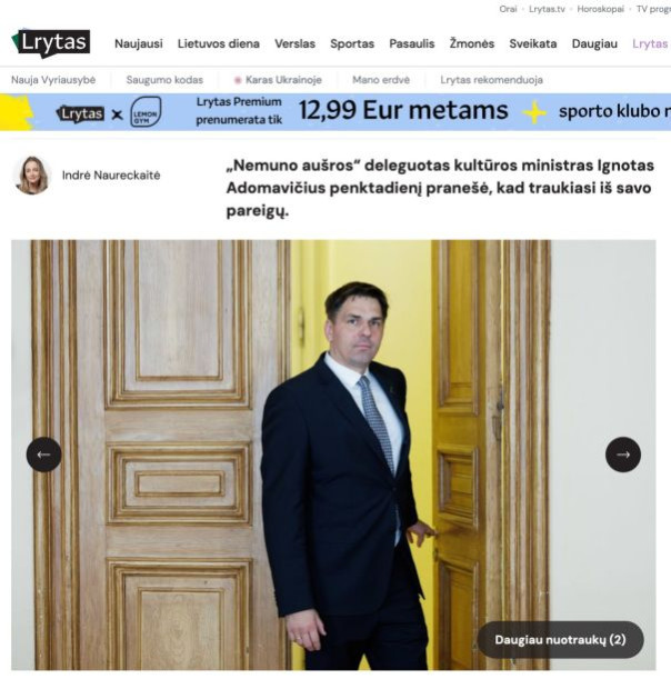 Отказавшийся отвечать на вопрос о Крыме глава Минкультуры Литвы подал в отставку