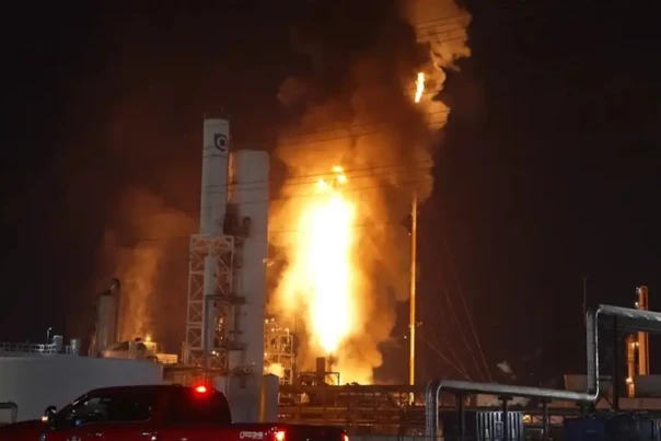 На нефтеперерабатывающем заводе в Техасе произошёл взрыв и сильный пожар