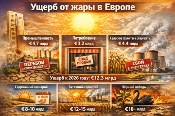 Аномальная жара в Европе: €12,3 млрд ущерба и риск долгосрочных потерь